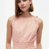 Robe midi en vichy seersucker froncée Robe midi en vichy seersucker froncée