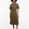 Robe midi plissée en mélange de matières Robe midi plissée en mélange de matières