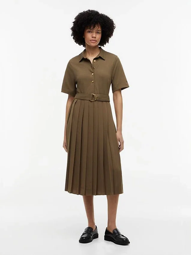Robe midi plissée en mélange de matières Robe midi plissée en mélange de matières