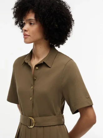 Robe midi plissée en mélange de matières