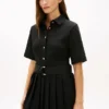 Robe midi plissée en mélange de matières Robe midi plissée en mélange de matières