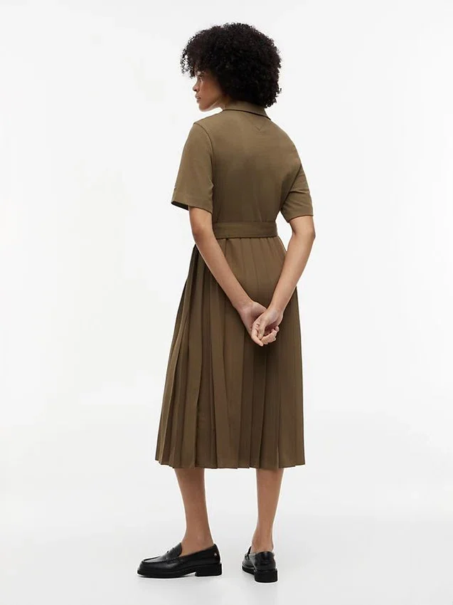 Robe midi plissée en mélange de matières Robe midi plissée en mélange de matières