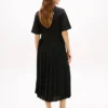 Robe midi plissée en mélange de matières Robe midi plissée en mélange de matières