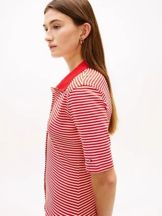 Robe midi polo à boutons dorés