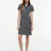 Robe polo en piqué stretch rayé