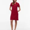 Robe polo en piqué stretch rayé
