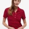 Robe polo en piqué stretch rayé
