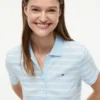 Robe polo en piqué stretch rayé