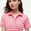 Robe polo en piqué stretch rayé