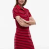 Robe polo en piqué stretch rayé