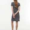 Robe polo en piqué stretch rayé