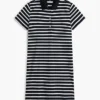 Robe polo en piqué stretch rayé