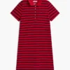 Robe polo en piqué stretch rayé