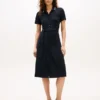 Robe polo mi-longue à ceintures et col à revers
