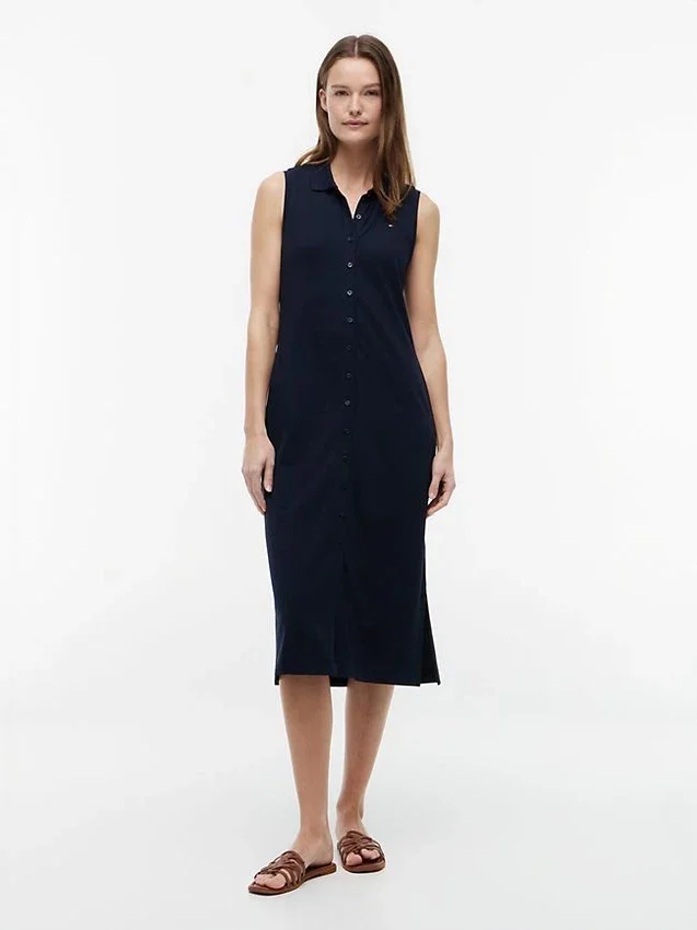 Robe polo midi sans manches en piqué Robe polo midi sans manches en piqué
