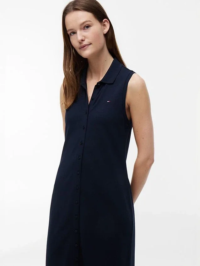 Robe polo midi sans manches en piqué Robe polo midi sans manches en piqué