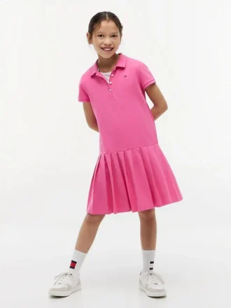Robe polo plissée extensible pour enfants