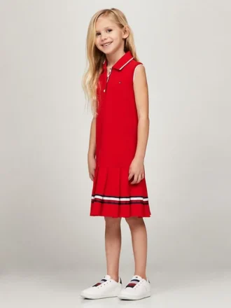 Robe polo plissée sans manches pour enfant