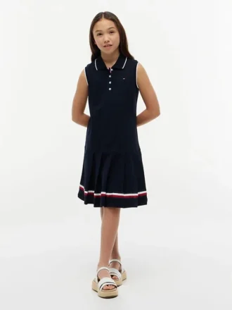 Robe polo plissée sans manches pour enfant