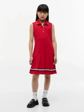Robe polo plissée sans manches pour enfant
