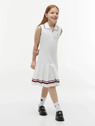 Robe polo plissée sans manches pour enfant