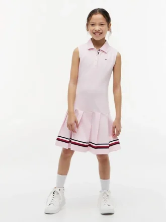 Robe polo plissée sans manches pour enfant