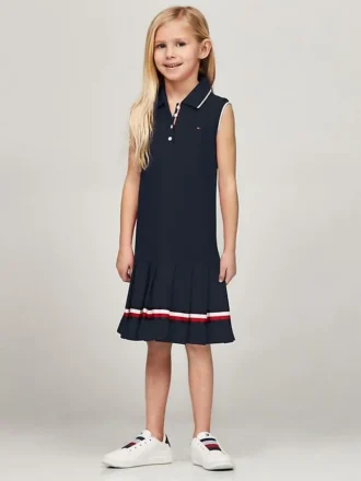 Robe polo plissée sans manches pour enfant