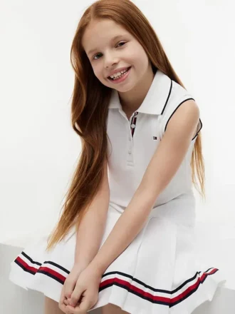 Robe polo plissée sans manches pour enfant