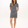 Robe polo rayée en interlock avec boutons dorés