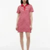 Robe polo rayée en interlock avec boutons dorés Robe polo rayée en interlock avec boutons dorés