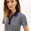Robe polo rayée en interlock avec boutons dorés