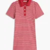 Robe polo rayée en interlock avec boutons dorés Robe polo rayée en interlock avec boutons dorés