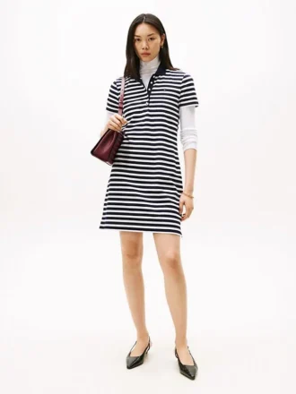 Robe polo à rayures coupe ajustée
