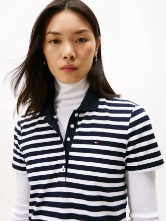Robe polo à rayures coupe ajustée