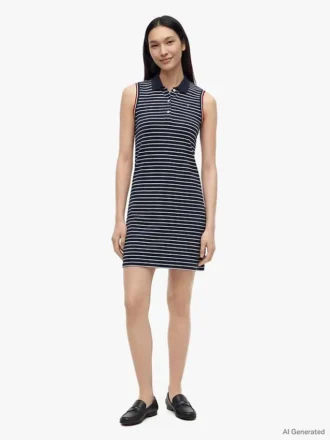 Robe polo sans manches à rayures