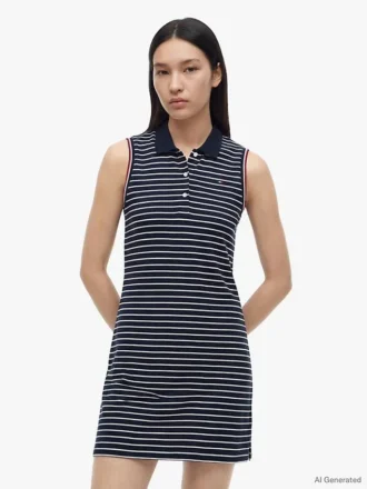 Robe polo sans manches à rayures