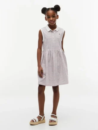 Robe polo sans manches à rayures pour enfant