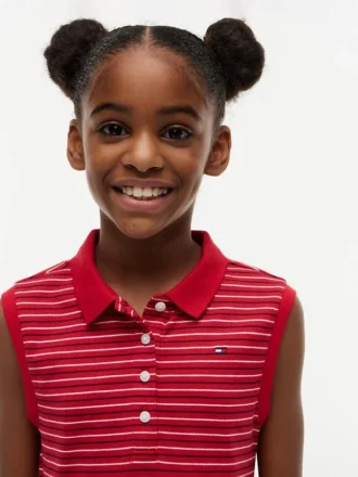 Robe polo sans manches à rayures pour enfant