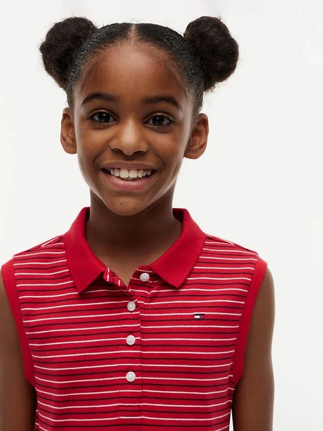 Robe polo sans manches à rayures pour enfant Robe polo sans manches à rayures pour enfant