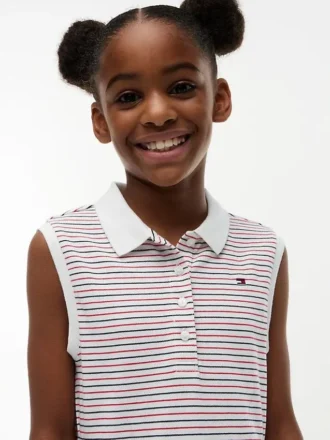 Robe polo sans manches à rayures pour enfant