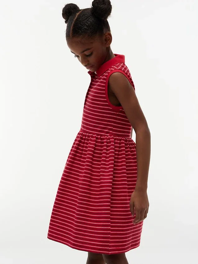 Robe polo sans manches à rayures pour enfant Robe polo sans manches à rayures pour enfant