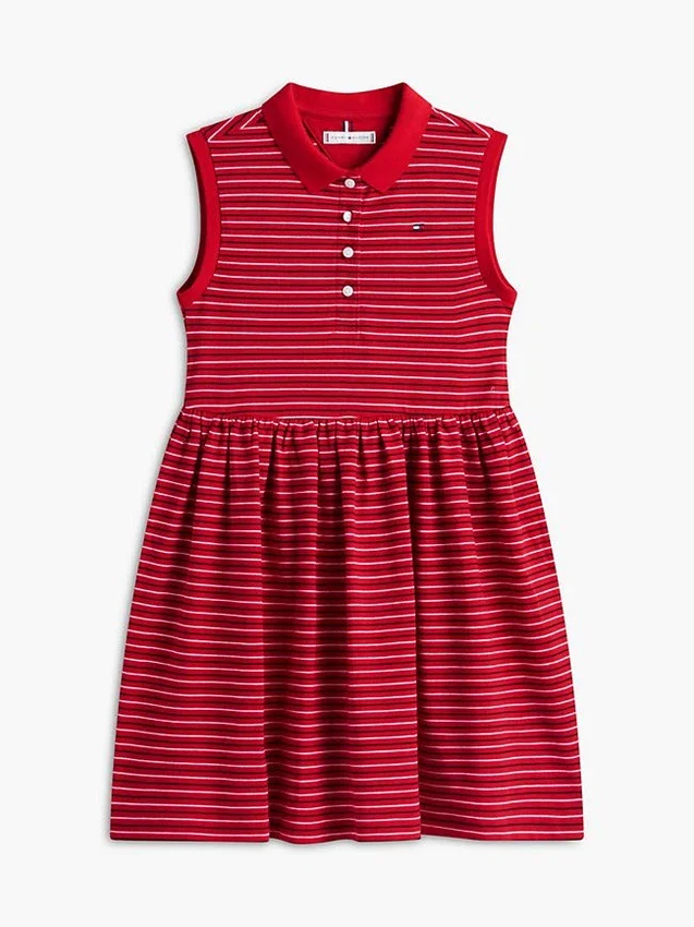 Robe polo sans manches à rayures pour enfant Robe polo sans manches à rayures pour enfant