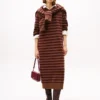 Robe-pull en laine et cachemire à rayures Robe-pull en laine et cachemire à rayures