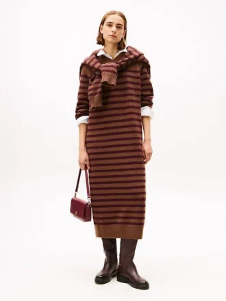 Robe-pull en laine et cachemire à rayures