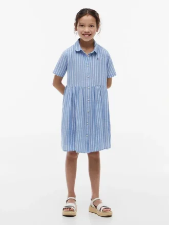 Robe rayée en coton et lin pour enfant