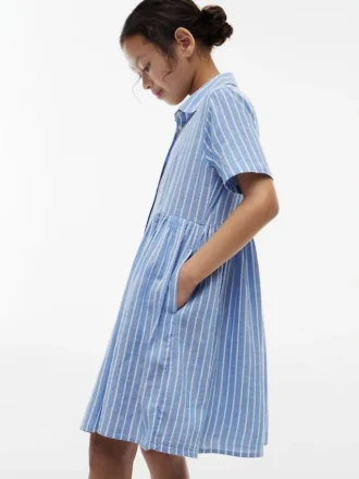 Robe rayée en coton et lin pour enfant