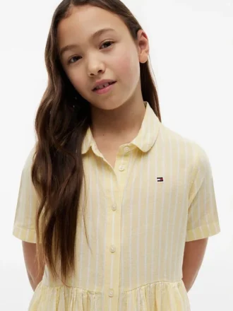 Robe rayée en coton et lin pour enfant