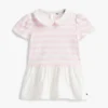 Robe rayée en mélange de matières pour bébés Robe rayée en mélange de matières pour bébés