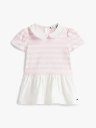 Robe rayée en mélange de matières pour bébés