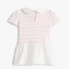 Robe rayée en mélange de matières pour bébés Robe rayée en mélange de matières pour bébés